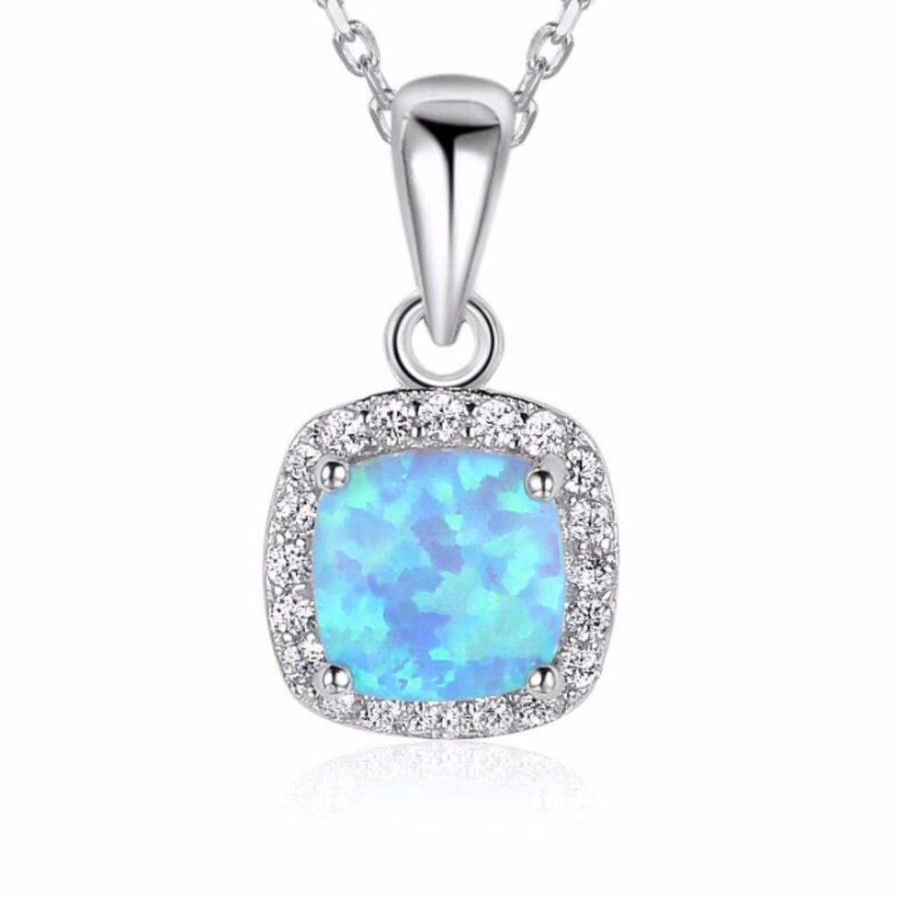 New Vintage But New | Blue Lab Opal Sterling Silver Pendant, October Birthstone